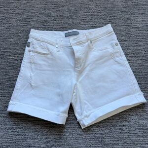 ROCK AND REPUBLIC White Stretch Denim Bumpershoot Jean Shorts 6